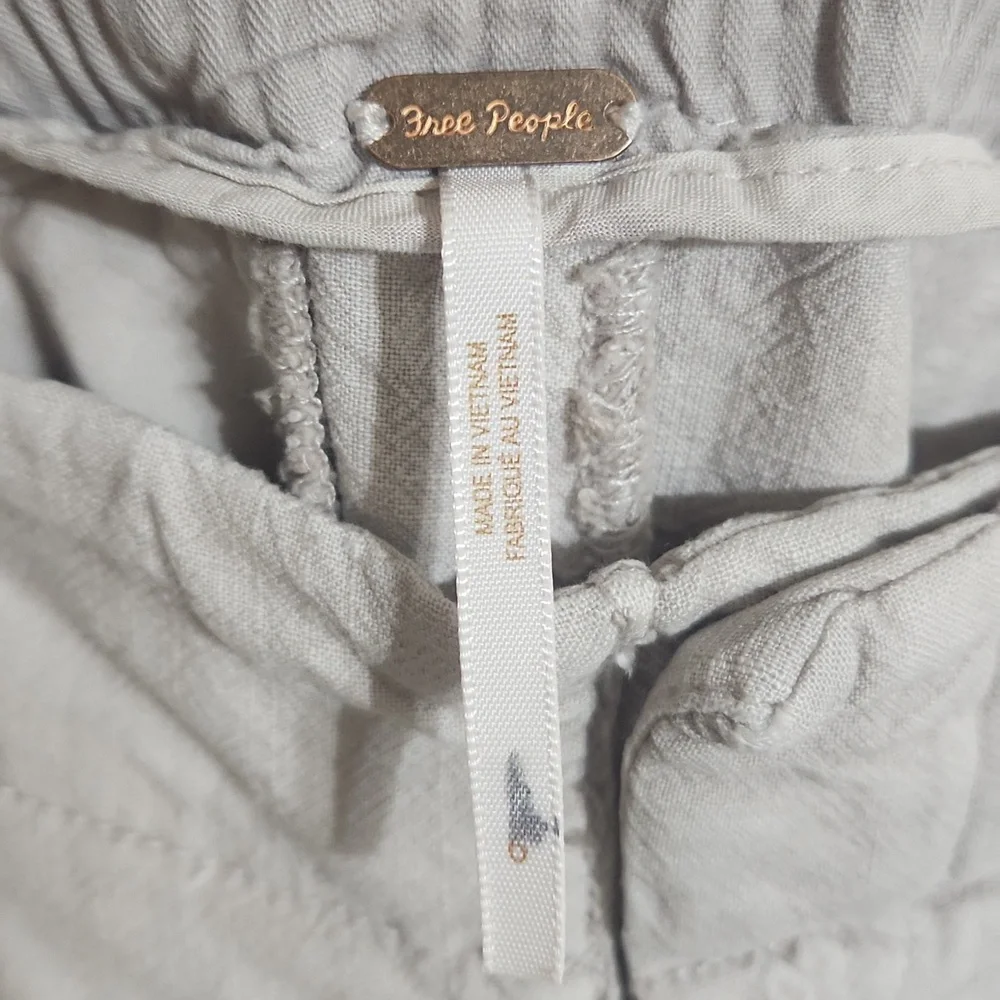 Free People Calla Pleated Trousers Womens 6 Neutral Relaxed Linen Blend